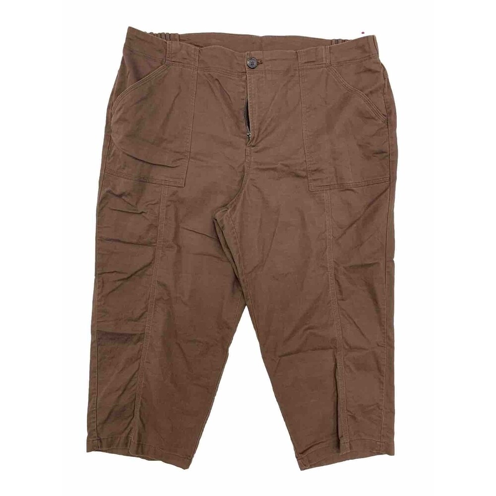 Christopher & Banks Cropped Capri Pants Sz 16P Chocolate Brown Pockets Grandma